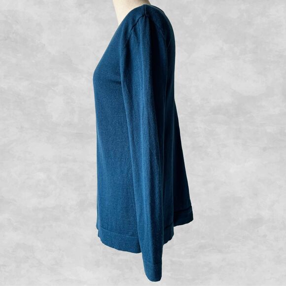 Orvis Teal Merino Wool V Neck Pullover Long Sleeve Sweater - Women's Size XS - Picture 4 of 8